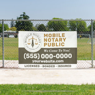 Custom Mobile Notary Legal Signing Khaki Gold Banner