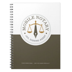 Custom Mobile Notary Legal Signing Khaki Gold Notebook