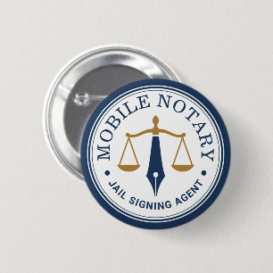 Custom Mobile Notary Legal Signing Navy Blue Gold 6 Cm Round Badge