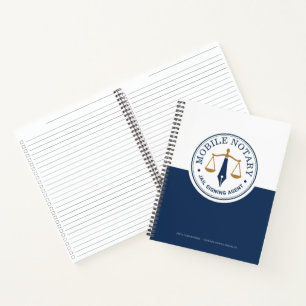 Custom Mobile Notary Legal Signing Navy Gold Notebook