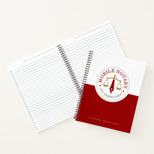 Custom Mobile Notary Legal Signing Red Gold Notebook