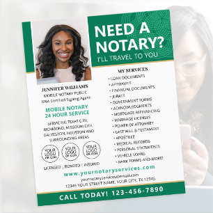 Custom Mobile Notary Service Photo Flyer Green