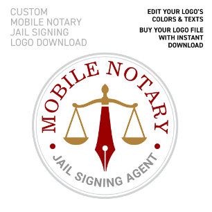 Custom Mobile Notary Wine Red Gold Logo Download Poster