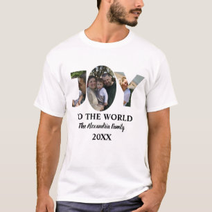 Custom modern 3 photo collage joy to the world T-Shirt