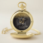 Custom modern 40th birthday black and gold chic pocket watch<br><div class="desc">Chic elegant typography 40th birthday black and gold effect birthday design. Ideal birthday gift or party decor.</div>