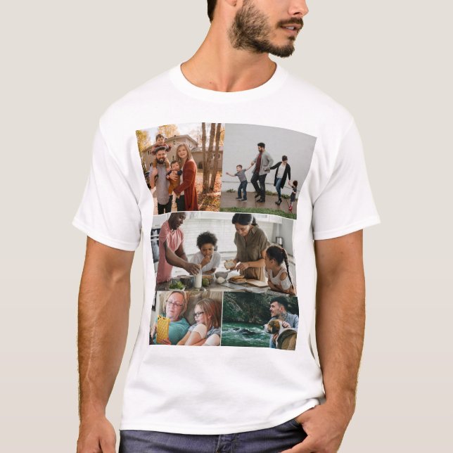 Custom Modern 5 Photo Collage T-Shirt (Front)