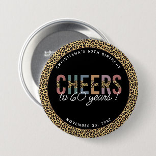 Custom Modern 60th Birthday Party Leopard Print 7.5 Cm Round Badge
