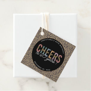 Custom Modern 60th Birthday Party Leopard Print Favour Tags