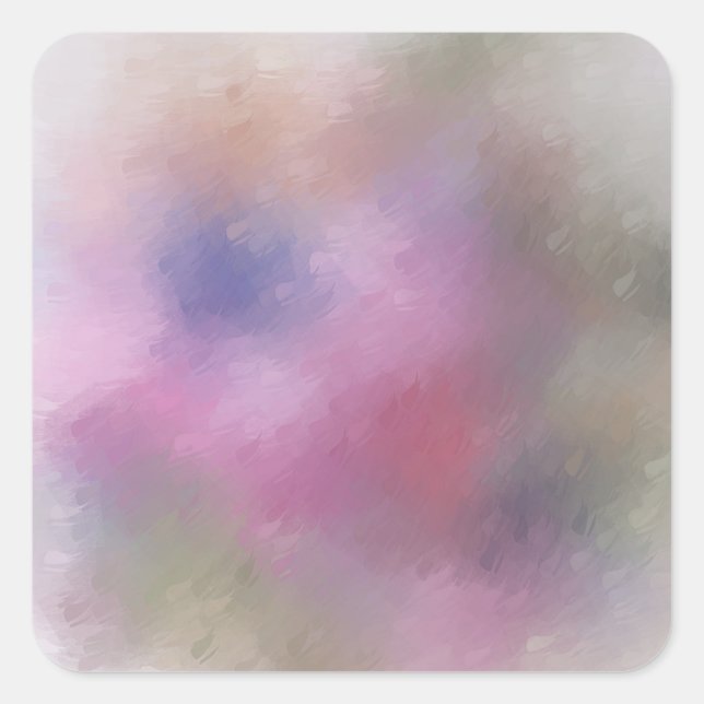 Custom Modern Abstract Art Blue Green Pink Red Square Sticker (Front)