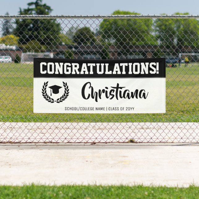 Custom Modern and Bold Grad Party Congratulations Banner (Insitu)