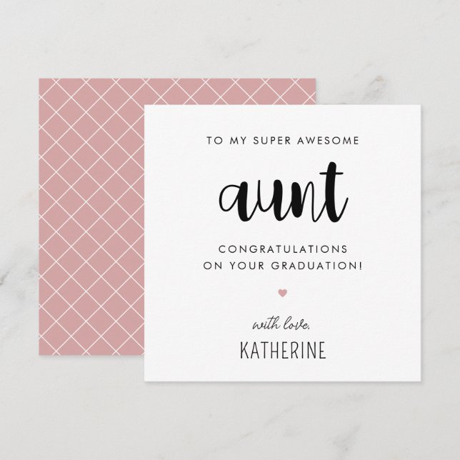 Custom Modern and Cute Auntie Graduation Card (Front/Back)