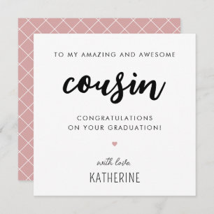 Custom Modern and Cute Cousin Graduation Card
