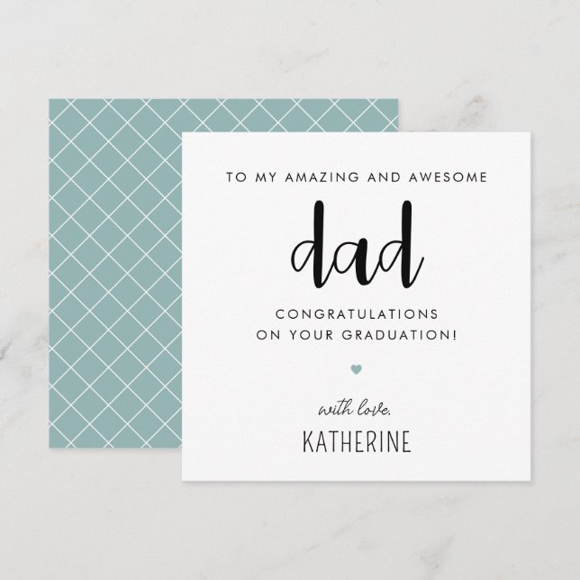 Custom Modern and Cute Dad Graduation Card (Front/Back)