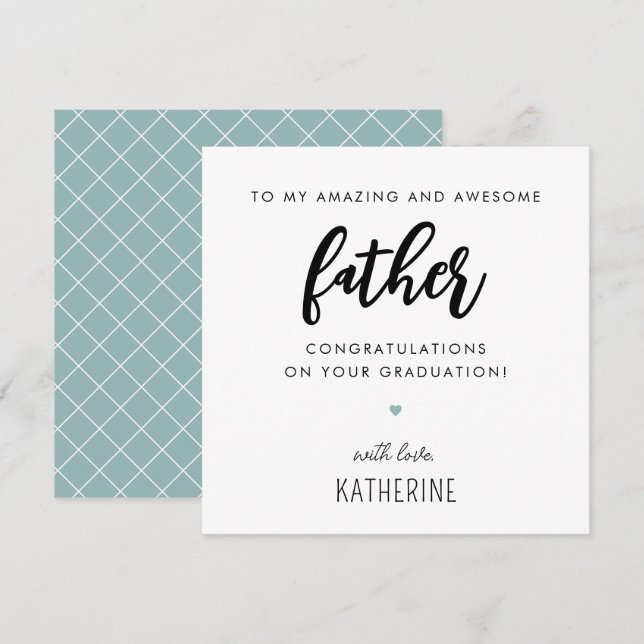 Custom Modern and Cute Father Dad Graduation Card (Front/Back)