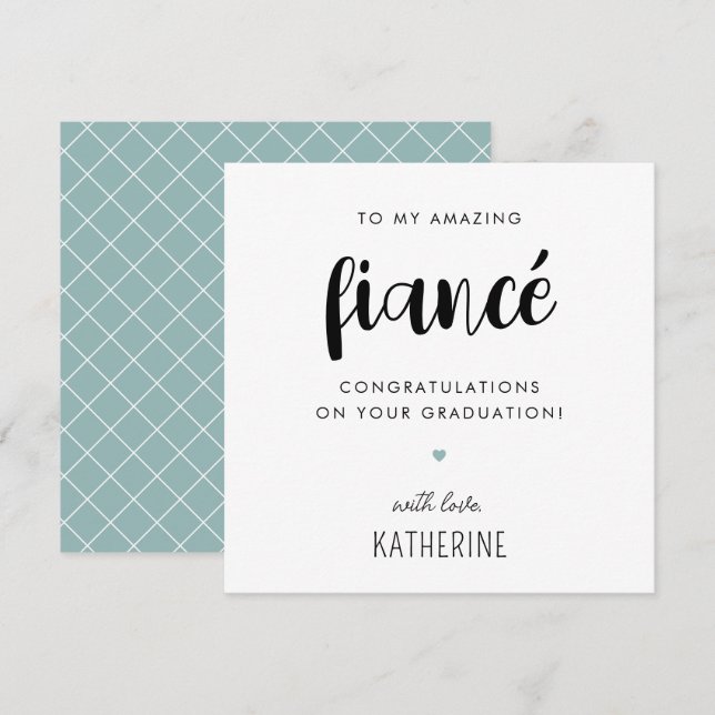Custom Modern and Cute Fiancé Graduation Card (Front/Back)