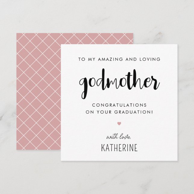 Custom Modern and Cute Godmother Graduation Card (Front/Back)