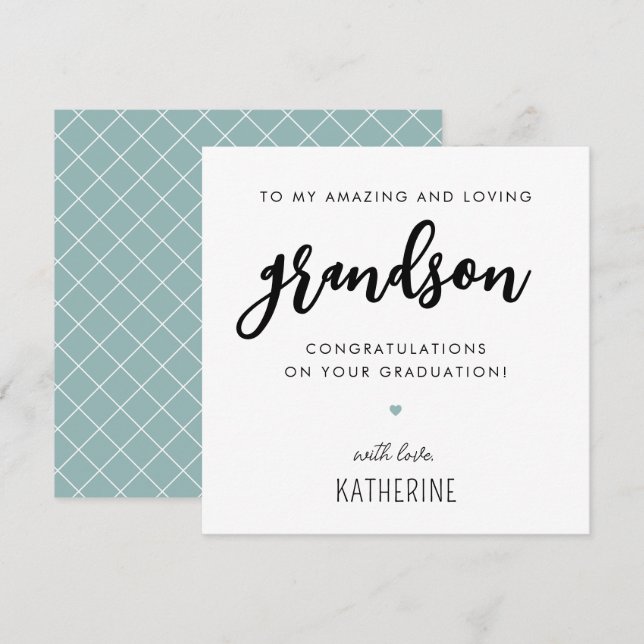 Custom Modern and Cute Grandson Graduation Card (Front/Back)