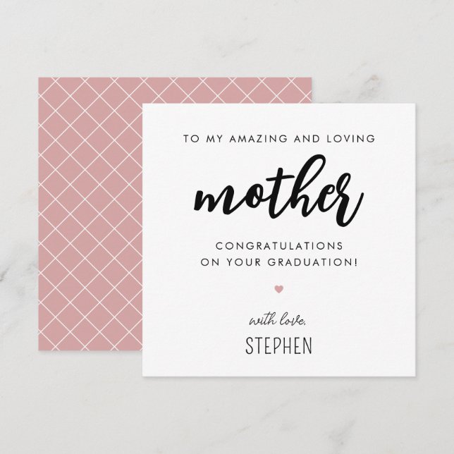 Custom Modern and Cute Mother Graduation Card (Front/Back)