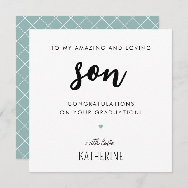 Custom Modern and Cute Son Graduation Card (Front/Back)