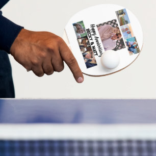 Custom Modern Anniversary 7 Photo Collage Ping Pong Paddle