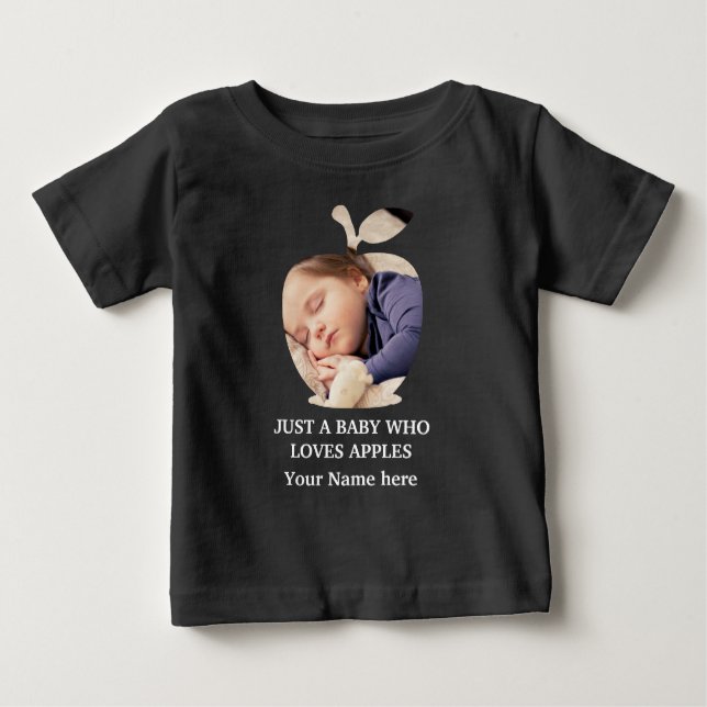 Custom modern apple fruit photo template baby T-Shirt (Front)