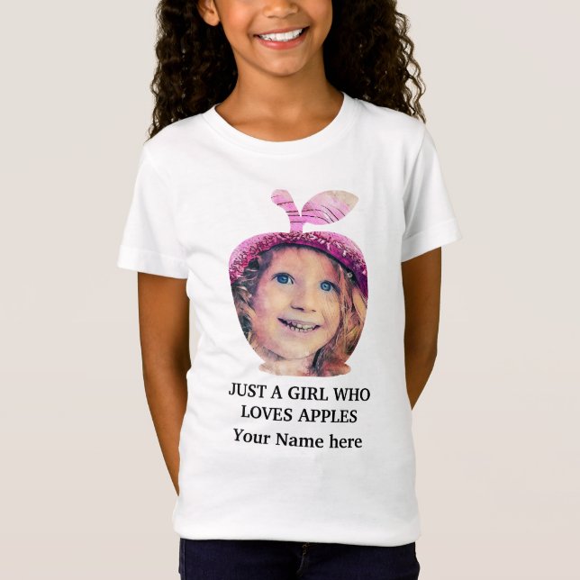 Custom modern apple fruit photo template T-Shirt (Front)