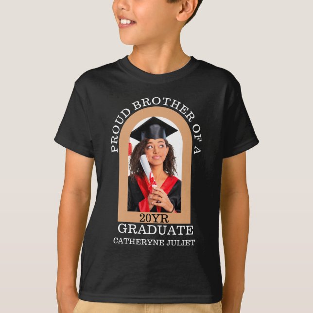 Custom Modern Arch Photo proud brother graduation T-Shirt (Front)