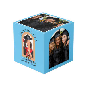 Custom Modern Arch Photo proud dad graduation Cube