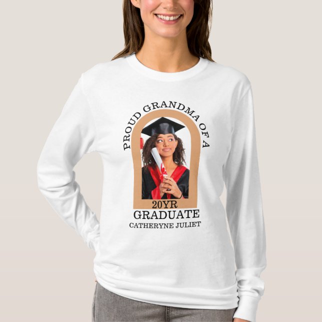 Custom Modern Arch Photo proud grandma graduation T-Shirt (Front)