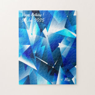 Custom Modern Artistic Colourful Abstract Blue Jigsaw Puzzle