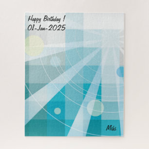 Custom Modern Artistic Geometory Blue Jigsaw Puzzle