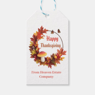 Custom Modern Autumn Leave Happy Thanksgiving Gift Tags