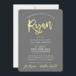 CUSTOM modern Bar Mitzvah for RYAN grey faux gold Invitation<br><div class="desc">*** NOTE - THE SHINY GOLD FOIL EFFECT IS A PRINTED PICTURE *** - - - - - - - - - - - - - - - - - - - - - - - - - - - - - - - - CONTACT ME for custom "faux gold...</div>