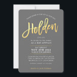CUSTOM modern Bar Mitzvah grey faux gold HOLDEN Invitation<br><div class="desc">*** NOTE - THE SHINY GOLD FOIL EFFECT IS A PRINTED PICTURE *** - - - - - - - - - - - - - - - - - - - - - - - - - - - - - - - - CONTACT ME for custom "faux gold...</div>