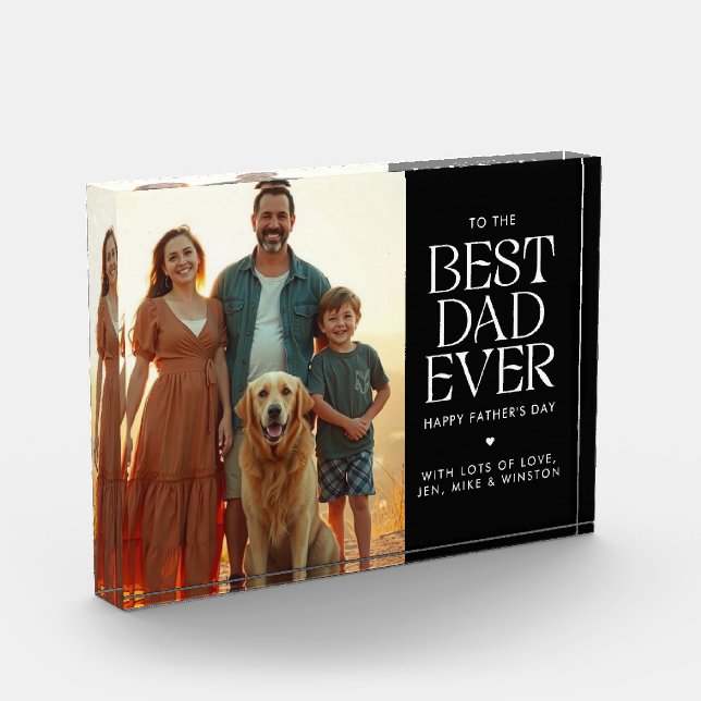 Custom Modern Best Dad Ever Father's Day Photo Block (Left)