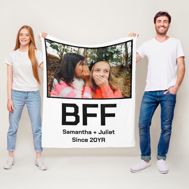 Custom modern best friend forever bff photo fleece blanket (In Situ)