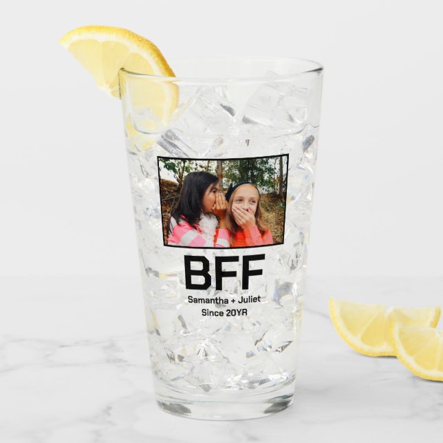 Custom modern best friend forever bff photo glass (Front Ice)