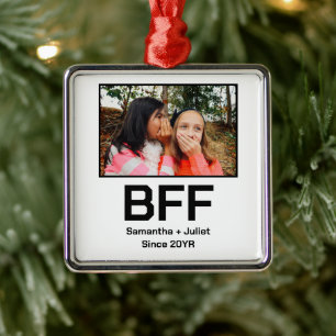 Custom modern best friend forever bff photo metal tree decoration
