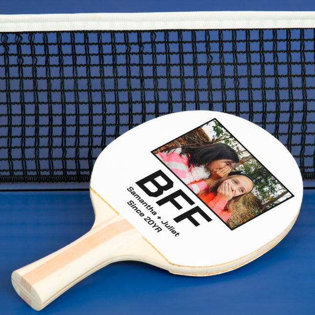 Custom modern best friend forever bff photo ping pong paddle (Insitu)