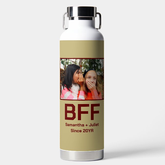 Custom modern best friend forever bff photo water bottle (Front)