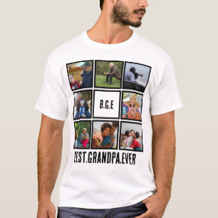Custom Modern Best Grandpa Ever 8 Photo Collage T-Shirt