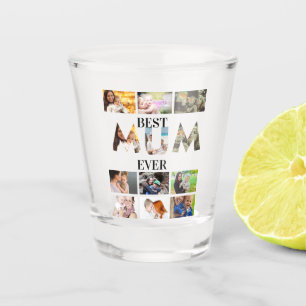 Custom Modern Best Mum Ever 12 Photo Collage Shot Glass