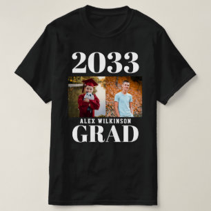 CUSTOM Modern Big Bold Script 2 Photo Graduation T-Shirt