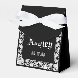 Custom Modern Black And White Lace Monogram  Favour Box