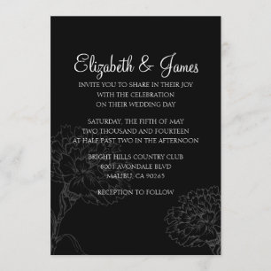Custom Modern Black and White Wedding Invitations