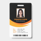 Custom Modern Black Employee ID Card with barcode