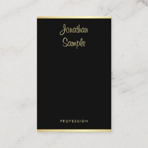 Custom Modern Black Gold Cool Handwritten Name Business Card