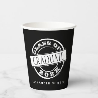 Custom Modern Black Graduation Paper Cups