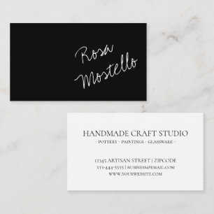 Custom Modern Black Minimalist Script Professional Business Card