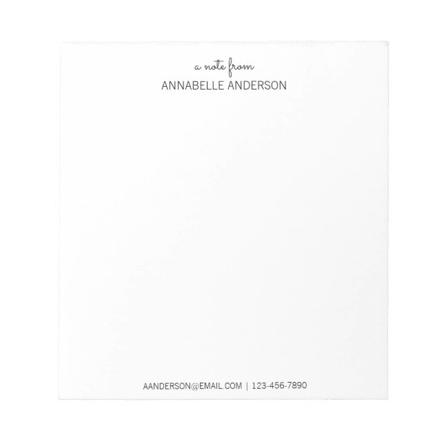 Custom Modern Black Script A Note From Name (Front)